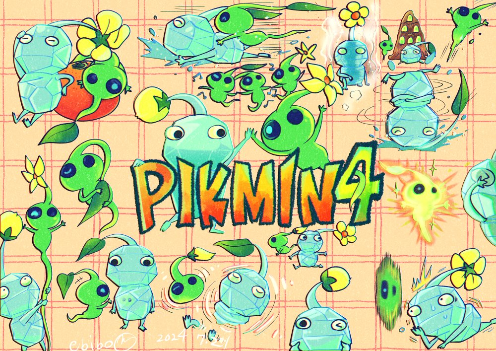 ebibom's tweet image. 🌸❤💛💙💜🤍🩷🖤🩵💚🌱
揃いました！
ピクミンシリーズ発売記念イラスト2024完走ーー！！✨✨