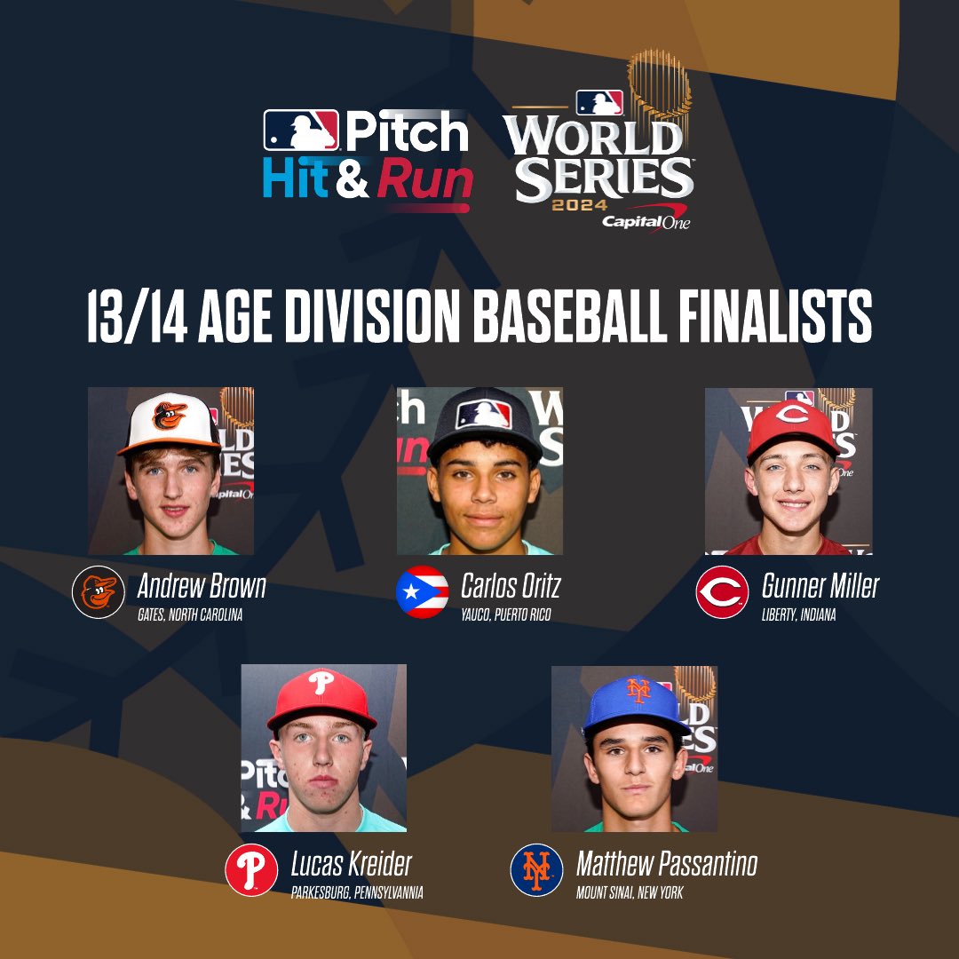 From hometown hero to the World Series! ⭐️Meet our 2024 MLB Pitch Hit &amp; Run Finalists ready to shine on the big stage! ⚾️ #MLBPHR2024 #RoadtotheWorldSeries

mlb.com/pitch-hit-and-…