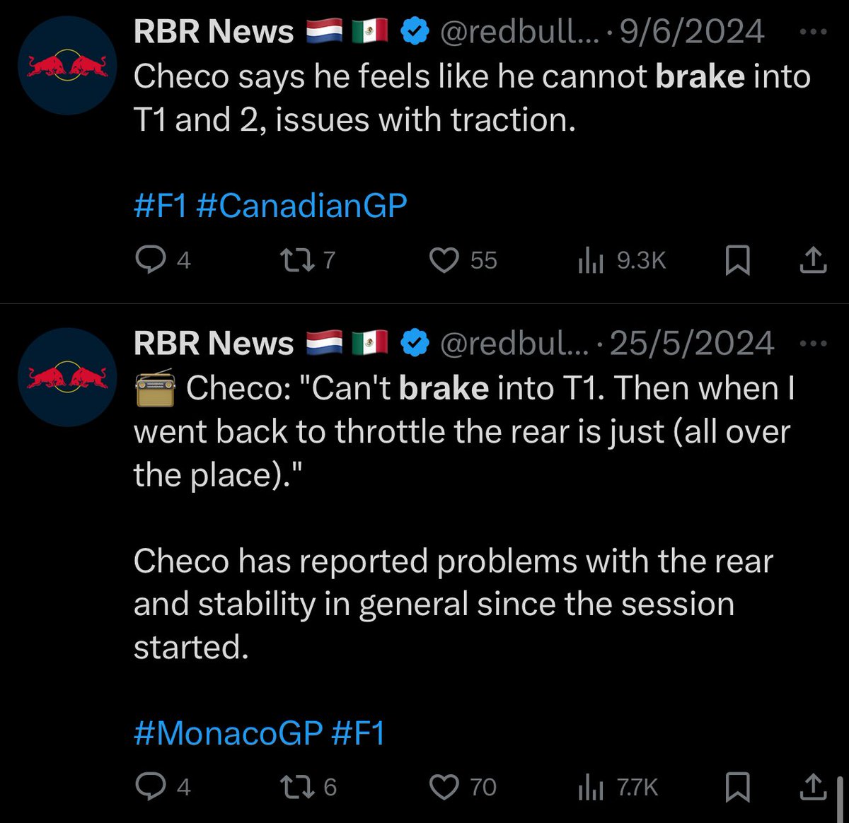 redbulletin's tweet photo. “The first time Checo complained about the brakes”

Are we watching the same 2024 season?

😦😦😦

#MexicoGP https://t.co/hYTtHsRMX4