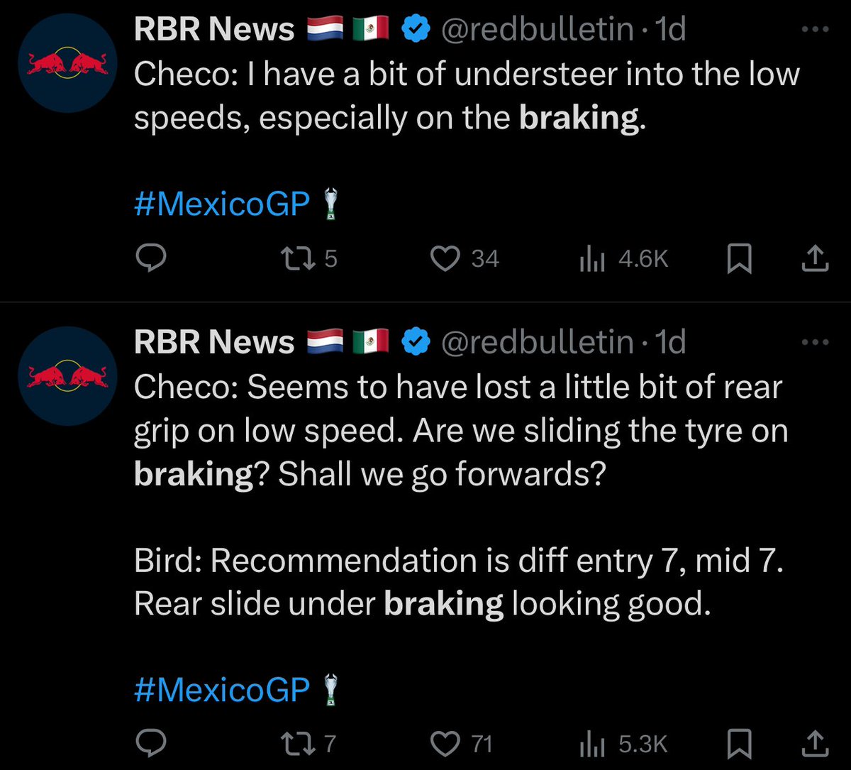 redbulletin's tweet photo. “The first time Checo complained about the brakes”

Are we watching the same 2024 season?

😦😦😦

#MexicoGP https://t.co/hYTtHsRMX4