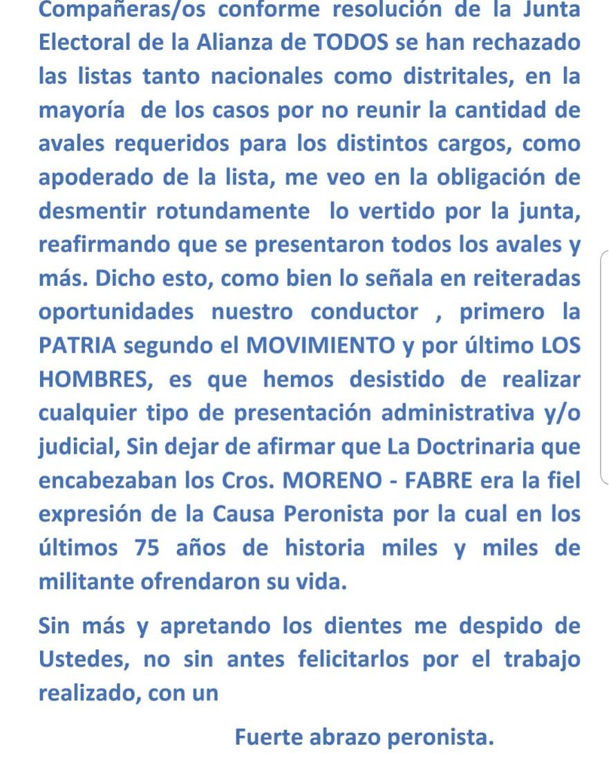 LOS OKUPAS DEL PARTIDO JUSTICIALISTA

En 2019 Moreno fue uno de los primeros en anunciar su pre-candidatura para presidente, abierto a ir a una PASO dentro del partido al que era afiliado hacia 50 años, el PJ

Scioli, Rodriguez Saa y otros habían manifestado su intención de