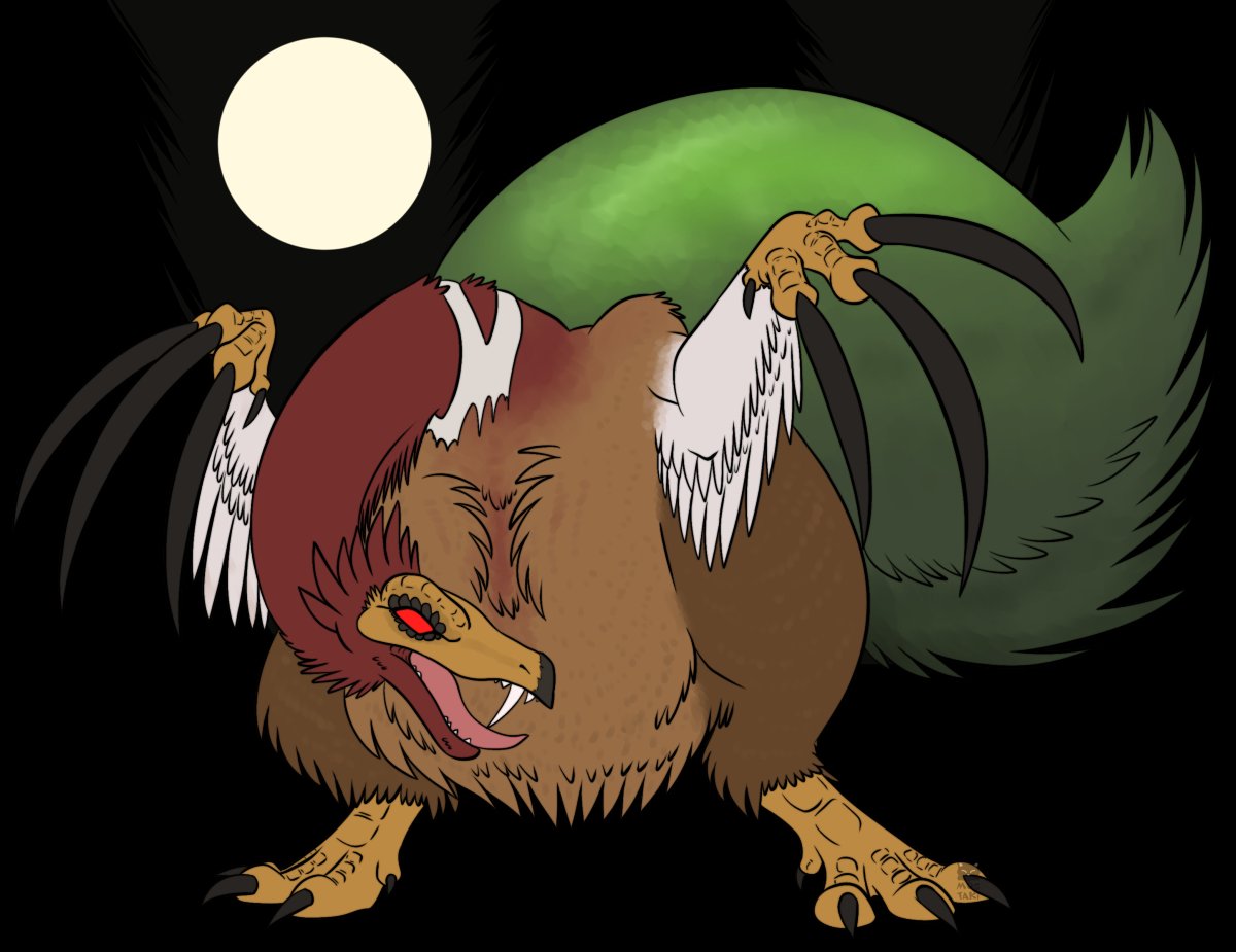 #Weretober2024 prompt is Dinosaur!

Turns out the giant chicken people around the world made mythologies about was just a therizinosaurus all along! ...Wait...

A bit late on the upload of this one today, been busy all day but it's fine we got a dinosaur lol