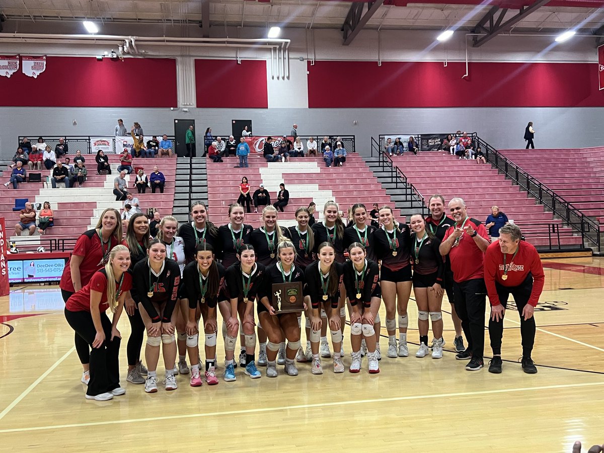 What a match! Red Devilets down 0-2 and 5-8 in third set came back to win the District Championship over New Richmond and a trip to the Regional Tournament . Scores 22-25,23-25,25-14,25-19, 15-13.