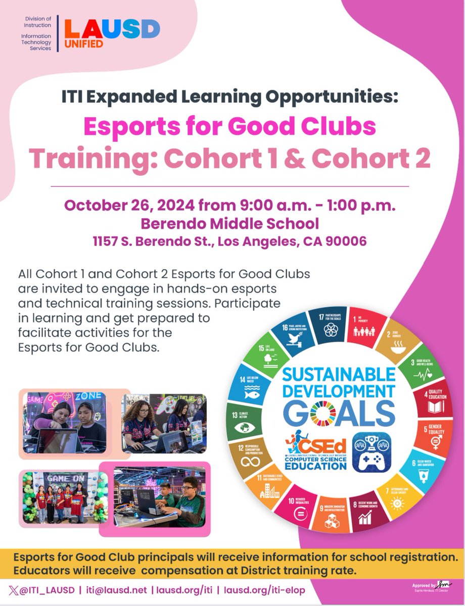 Instructional Technology Initiative (@iti_lausd) on Twitter photo Over 200 <a href="/LASchools/">Los Angeles Unified</a> educators and administrators joined us today to learn how to teach esports for good activities through the UN’s Sustainable Development Goals.
They’re excited to launch their Expanded Learning Opportunity Esports for Good Clubs!
#EsportsForGood #BeyondLimits Over 200 <a href="/LASchools/">Los Angeles Unified</a> educators and administrators joined us today to learn how to teach esports for good activities through the UN’s Sustainable Development Goals.
They’re excited to launch their Expanded Learning Opportunity Esports for Good Clubs!
#EsportsForGood #BeyondLimits