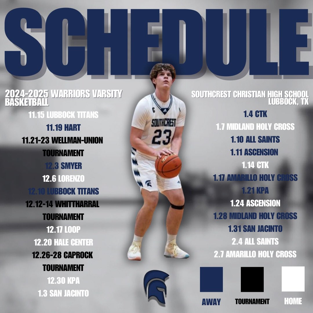 2024-2025 Senior Year Schedule

<a href="/HubCityPrepsLBK/">HubCityPreps.com</a> <a href="/RandyRosetta/">Randy Rosetta</a>
<a href="/806hsscmedia/">Jasone Pearson</a> <a href="/lubbockonline/">Lubbock Avalanche-Journal</a>
<a href="/pchristy11/">Pete Christy</a> <a href="/KLBKsports/">KLBK Sports</a> <a href="/KCBD11/">KCBD NewsChannel11</a>
<a href="/ZachFoxSports1/">Zach Fox</a> <a href="/TeamLSCSN/">Lone Star Christian Sports Network (LSCSN)</a> <a href="/LSCSN/">Lone Star Christian Sports Network (LSCSN)</a> <a href="/SCSWarriorHoops/">SCS Warrior Boys Basketball</a>