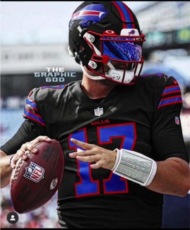 Kasprzak1789's tweet photo. Random thought 🤔: 

Would the Bills look good in a black out uniform?

#BillsMafia https://t.co/iL1UzG1vuN