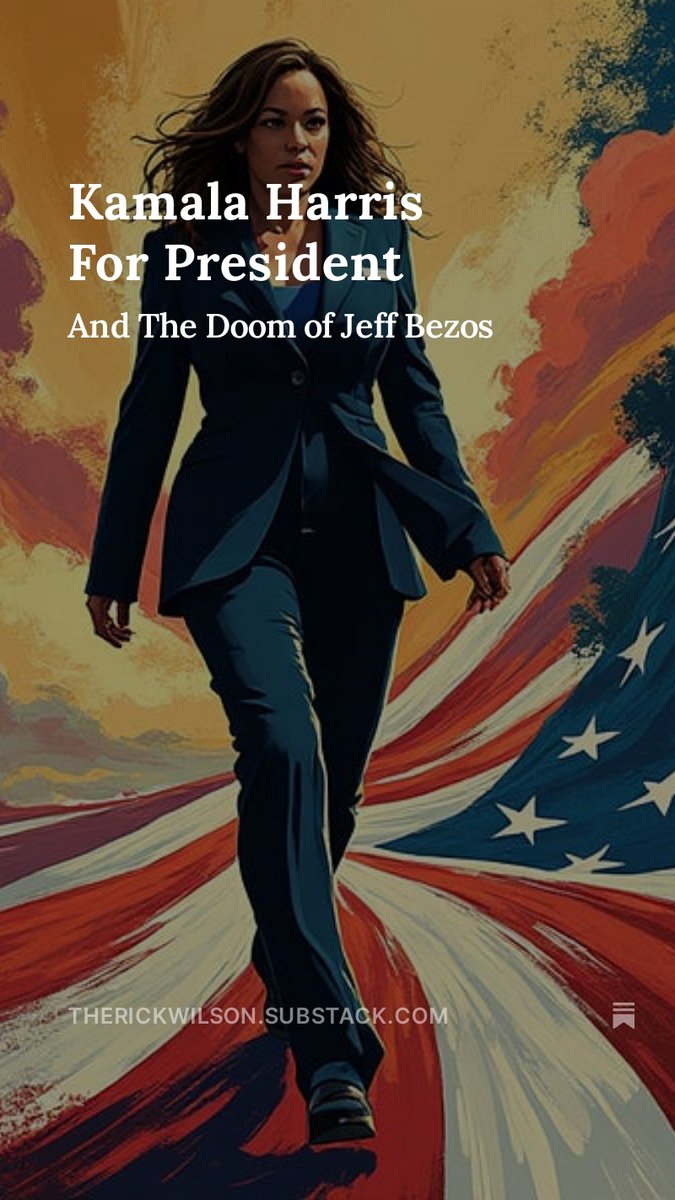 TheRickWilson's tweet photo. Just for fun, we'll try the link. 

My endorsement of Kamala Harris For President and the Doom of Jeff Bezos: 

https://t.co/Ya3gIrBsOX https://t.co/ll6xWKS5Z2