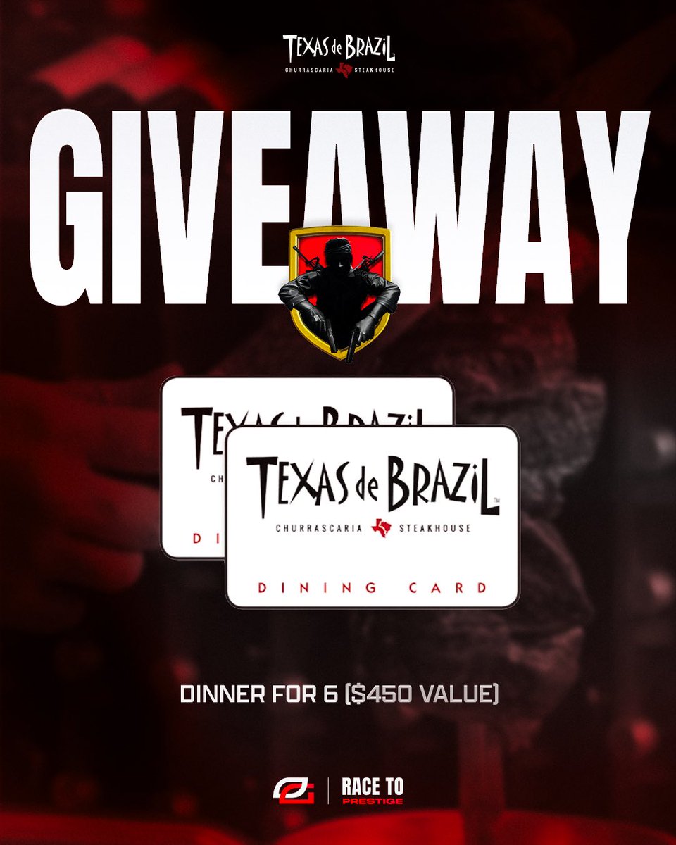 Can never go wrong with <a href="/texasdebrazil/">Texas de Brazil</a> 🥩

Like, RT &amp; tag two friends for a chance to win a FREE dinner for 6️⃣ at Texas de Brazil!

Prestige 3 ✅