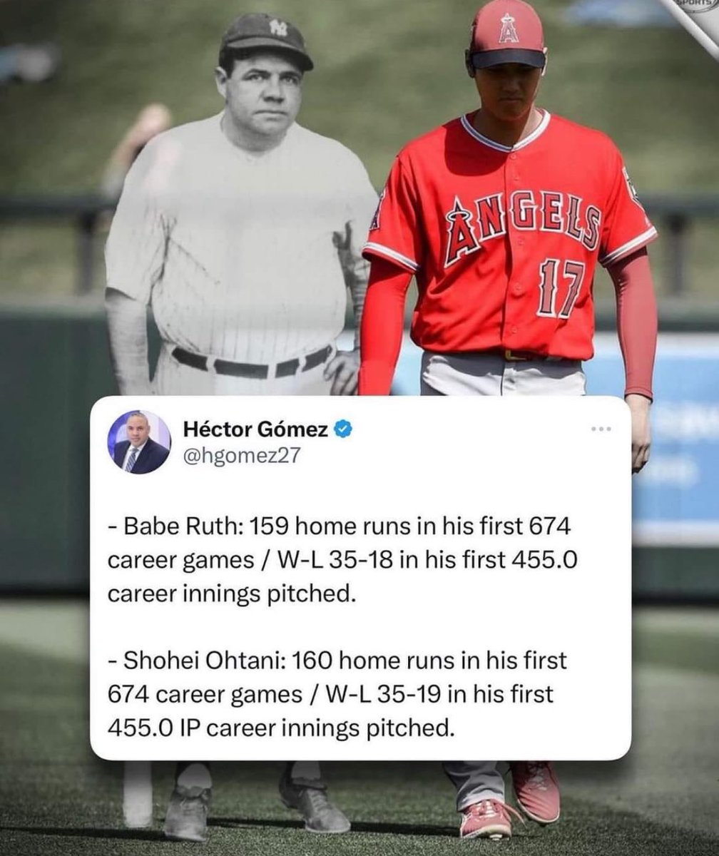 Still can’t believe this Babe Ruth/Shohei Ohtani comp is real.
