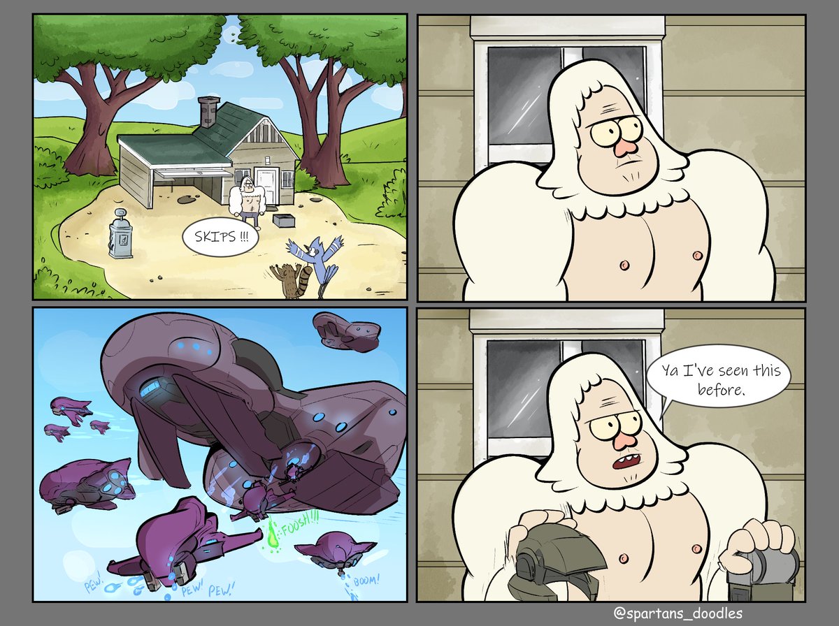 DoodlesSpartan's tweet photo. Halo and regular show comic https://t.co/LPPZj6RsXQ