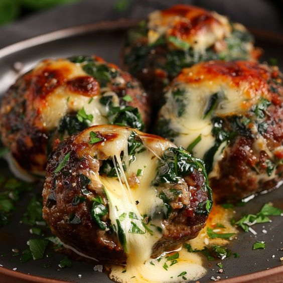 summer_food's tweet photo. Spinach Garlic Meatballs Stuffed with Mozzarella https://t.co/dkTtbJgjl2