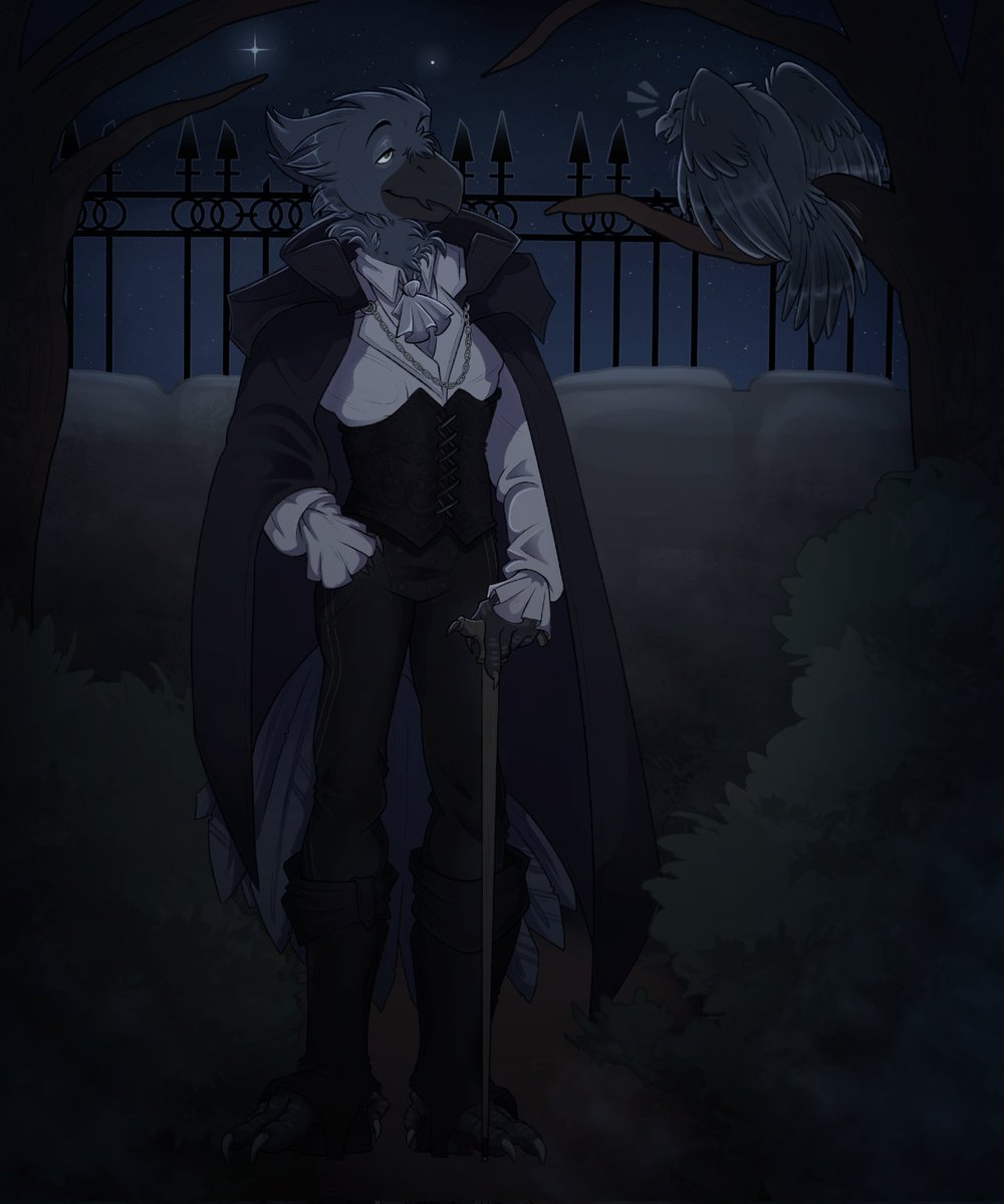 A midnight stroll for vampiric birdy! 🐦‍⬛✨️🌙