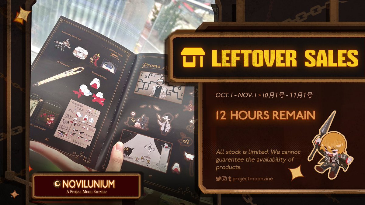 ProjectMoonZine's tweet image. ⭐️FINAL CALL: LEFTOVERS🌙

Just a little over 12 hours before we close leftovers around 8:00pm Pacific Time today!

Did you know that a collection of all promo art and special production insight can be found in the back of the book? ✨

🔗projectmoonzine.bigcartel.com
#projectmoonzine