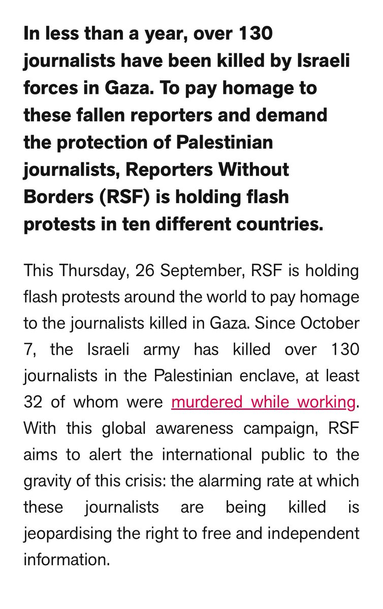 vasifummah's tweet photo. @t_kleppe @ag_rahme82 Jeg skriver jo netop at ud af de 132 journalister som er døde, har RSF konstateret, at minimum 32 er myrdet af den israelske hær i forbindelse med deres arbejde, for at bruge deres egen formulering. Det er godt nok skammeligt for Israels såkaldte “demokrati”. Ingen pressefrihed. https://t.co/YbIsaso1di