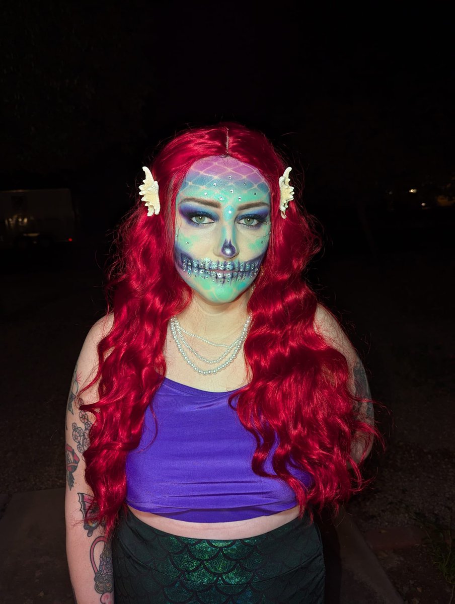 makeupsloot's tweet image. Little mermaid 🧜🏻‍♀️ with a spooky twist 💀 inspired by @giuliannamb