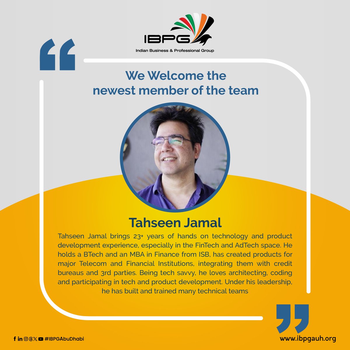It's a pleasure to introduce our 3 members to the vibrant team of #IBPGAbuDhabi

please join the best Indian Business Group ibpgauh.org