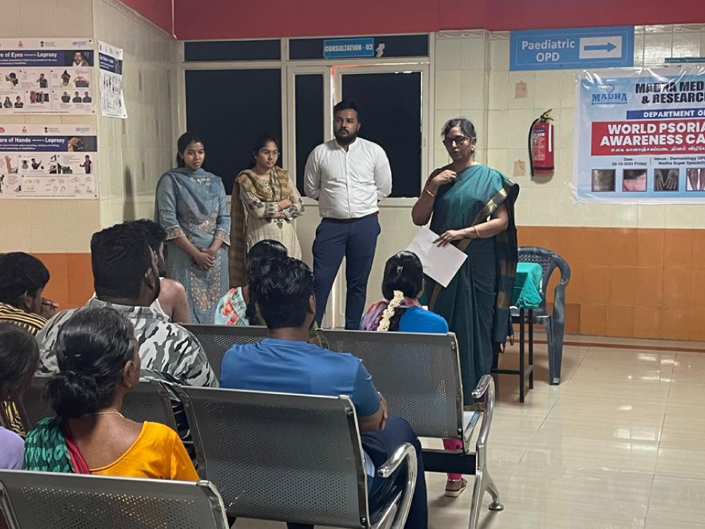 SMmcri's tweet photo. The Department of DVL, in view of The World Psoriasis Day, which is observed on October 29th this year, Had conducted the Psoriasis Awareness Camp on 25th October 2024, Friday at Madha Super Speciality Hospital. 
#AwarenessCamp
#MMCRI #MadhaMedicalCollege #MadhaHospital #Kovur https://t.co/pVD32fuJ6t