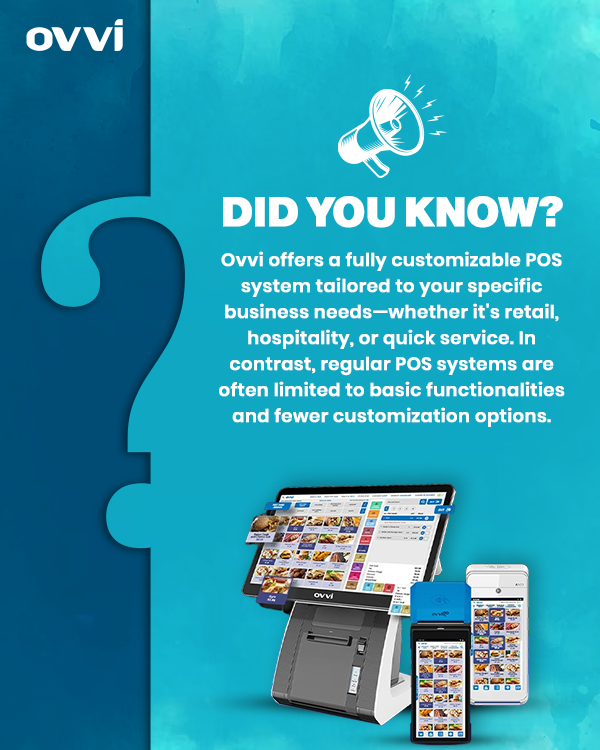 Discover the difference and see how Ovvi POS can be customized to fit your business perfectly!

Learn more about Ovvi POS today!
(346) 767-6884
                             
#OvviPOS #Customization #BusinessSolutions #RetailTech #HospitalityTech #QuickService #DidYouKnow