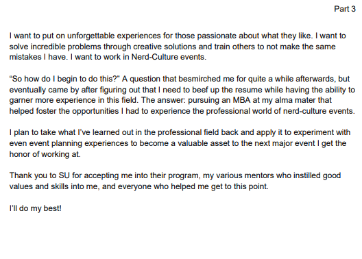 Dawson Golove (@dawsongolove) on Twitter photo Life Update: I'm going back to school!
In Spring 2025, I will be attending <a href="/ShenandoahU/">Shenandoah University</a> to work towards a MBA!
I wrote up some thoughts I had along with my journey to this (attached as photos).
Please look forward to the shenanigans I get up to in the next step of my quest! Life Update: I'm going back to school!
In Spring 2025, I will be attending <a href="/ShenandoahU/">Shenandoah University</a> to work towards a MBA!
I wrote up some thoughts I had along with my journey to this (attached as photos).
Please look forward to the shenanigans I get up to in the next step of my quest!