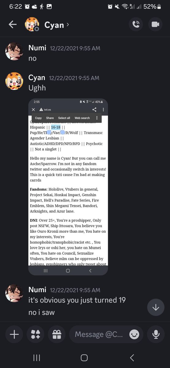 CaeliAstrifera's tweet image. Cyan, who the fuck is Numi? What do you mean "she" groomed you???  Seven years??? Let it rest. Here is the full context. He had just turned 16, I was 18. I did not want him to make his age public because I was tired of getting insulted over the gap.