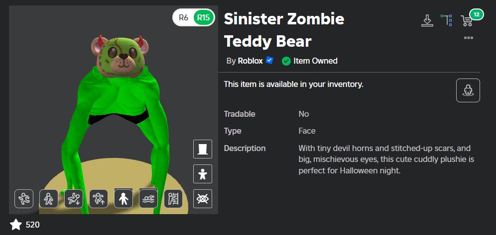 jayplayzzzz's tweet image. Dawg... how&apos;d I get the Sinister Zombie Teddy Bear?! 😭 #robloxhaunt