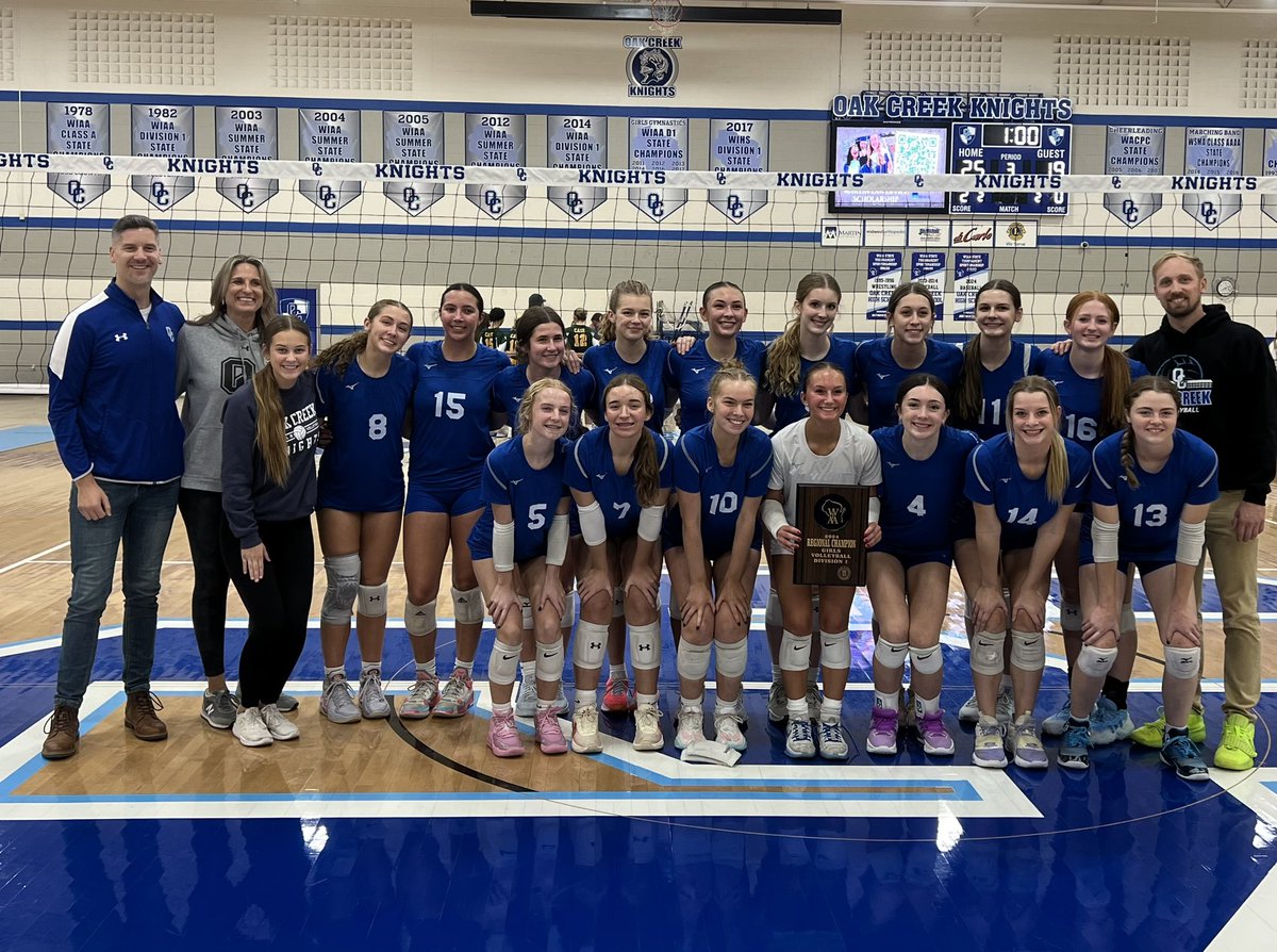Knights Athletics (@athletics_ochs) on Twitter photo This picture never gets old!
Another Regional Championship for Coach Hren and your <a href="/ochsgvb/">Oak Creek Girls Volleyball</a> squad!
Straight sets sweep of Case tonight. On to the sectionals next week hosted by Horlick! This picture never gets old!
Another Regional Championship for Coach Hren and your <a href="/ochsgvb/">Oak Creek Girls Volleyball</a> squad!
Straight sets sweep of Case tonight. On to the sectionals next week hosted by Horlick!