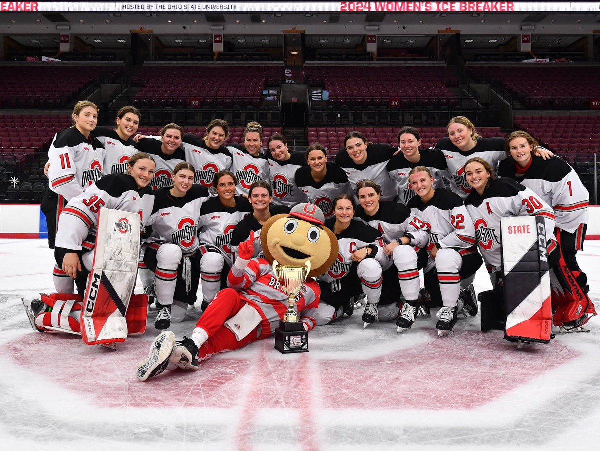 WCHA_WHockey's tweet photo. Your 2024 Icebreaker Tournament Champions🏆

@OhioStateWHKY https://t.co/1tJbGq4bby