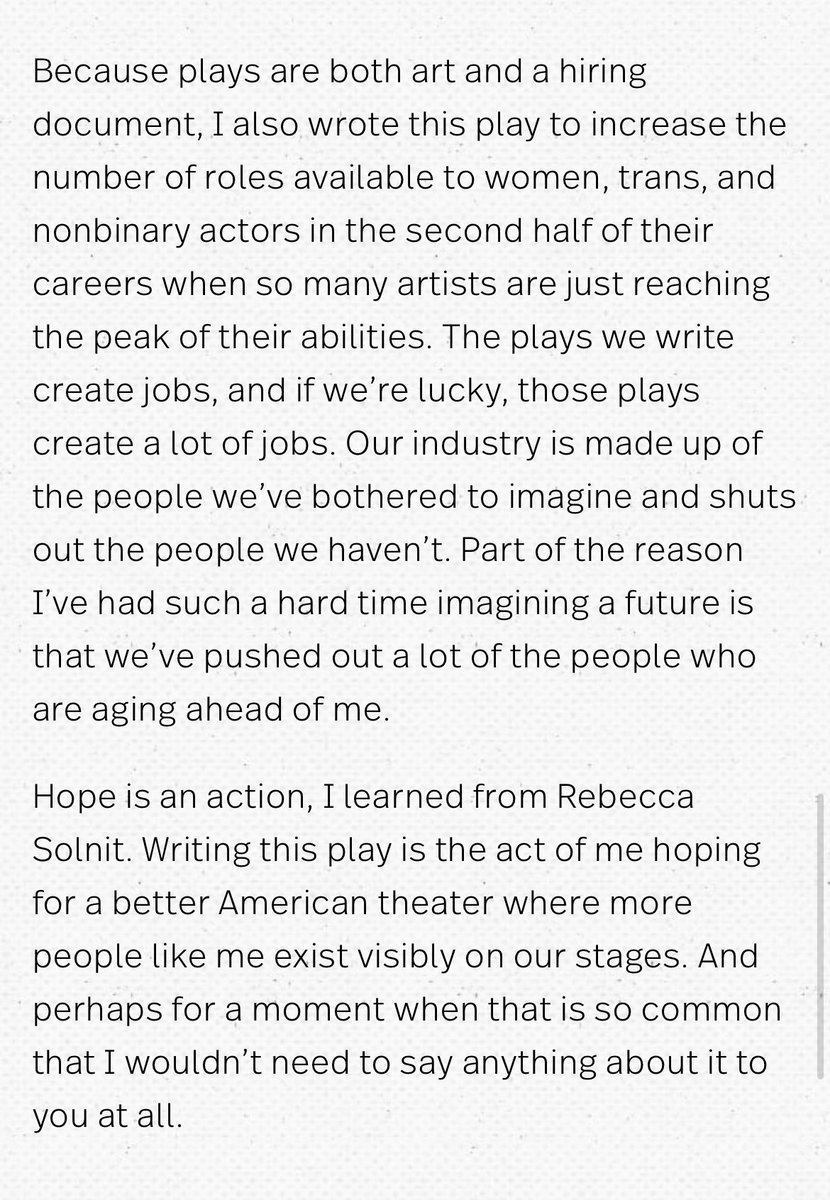 want to share this very moving sentiment from Sarah Mantell’s playwright statement