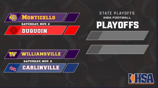SagesAthletics's tweet photo. The @SagesFootball team will HOST DuQuoin on Saturday, November 2nd at 2:00 pm. This is a rematch from the 2023 playoffs - new year, new location! 
Records no longer matter - Week 1. 
Sages will take on a historically very strong program. 

#StatePlayoffs #GoSages #RoadToNormal https://t.co/hXLq2m475B