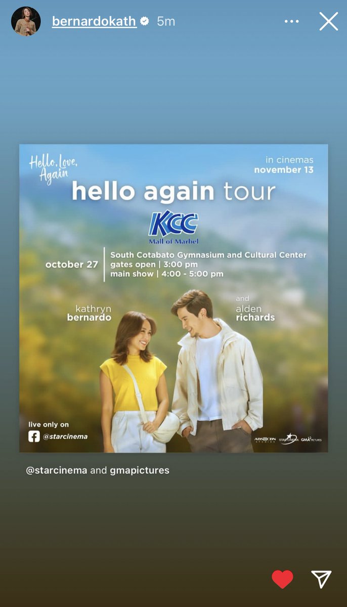 KathCakeCess's tweet photo. Goodluck and enjoy love π«Ά
Take care Team HLA!
πΈ @bernardokath igs
#HelloLoveTour |
#HelloLoveAgain https://t.co/9YsGRaulxS