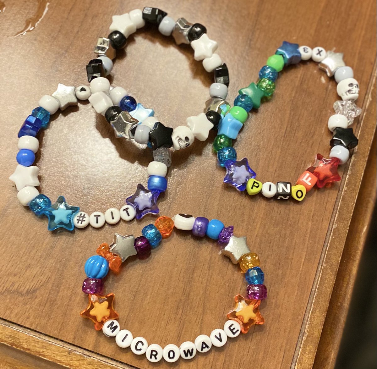 spacebxtz's tweet photo. prepping for bracelet trading tomorrow… #titstl #terribleinfluencetour #tit #stltit https://t.co/Nhmd2DKLIg
