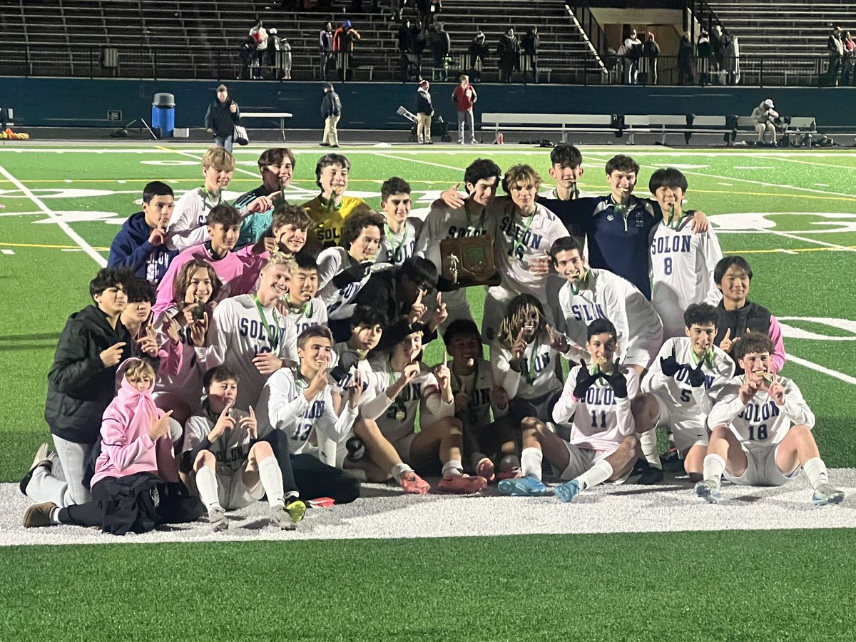Solon Comets are District Champs. The Comets beat the Shaker Red Raiders 2-0 to advance to the Regional Semis vs Walsh on Wednesday 10/30. Congrats to all our players and coaches.