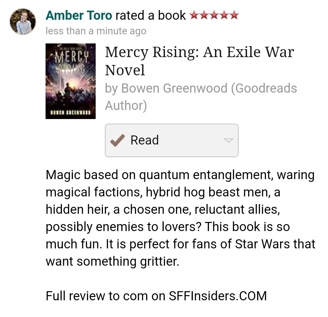 Amber Toro (@amberraetoro) on Twitter photo <a href="/bowengreenwood/">Bowen Greenwood</a> #SPSFC4 entry was so much fun I finished it in a day! The narration is great if you're an audiobook fan I highly recommend. It's perfect for fans of Star Wars who want something grittier. I'm diving into the sequel now🚀 <a href="/bowengreenwood/">Bowen Greenwood</a> #SPSFC4 entry was so much fun I finished it in a day! The narration is great if you're an audiobook fan I highly recommend. It's perfect for fans of Star Wars who want something grittier. I'm diving into the sequel now🚀