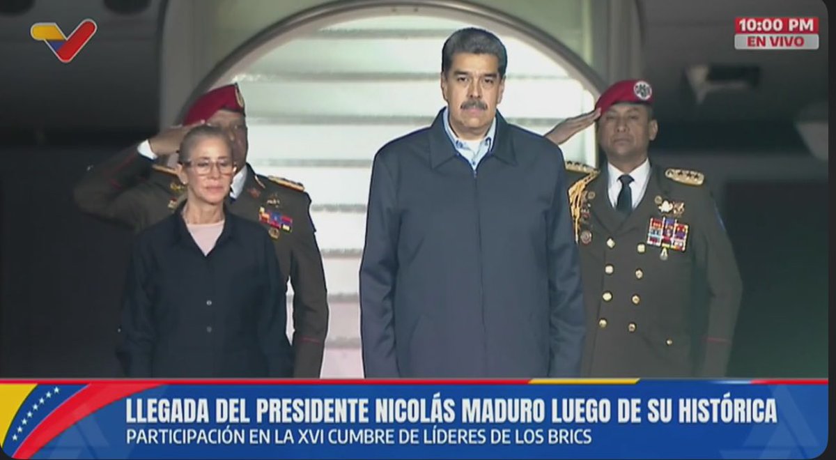 #AHORA
Llegó el PDTE <a href="/NicolasMaduro/">Nicolás Maduro</a> a nuestro país y ofrece un balance de la participación de Venezuela en los BRICS🇻🇪👊🏽🇻🇪