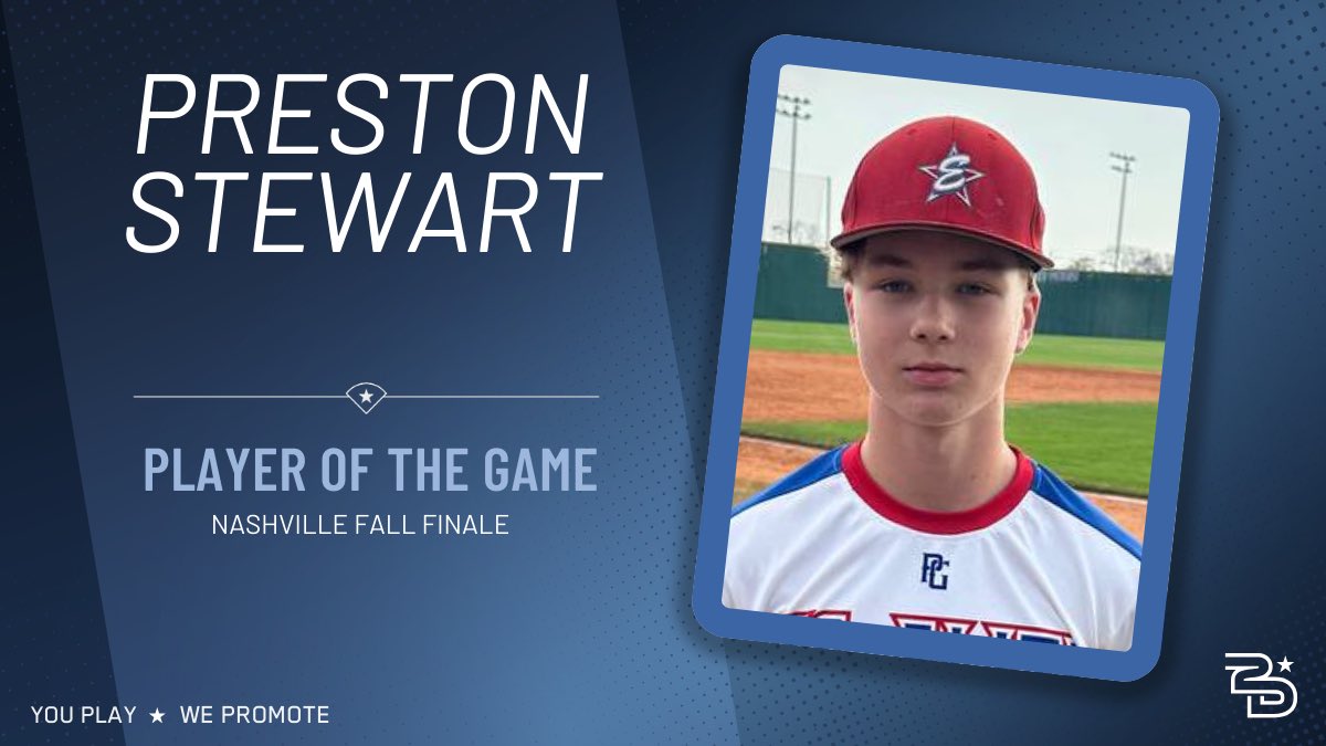 2DsportsTN's tweet image. ⭐️Player of the Game⭐️

US Elite (@USElitebase) 
Preston Stewart (@PrestonStew_4) 
7IP, 0ER, 3K, 1BB, 2H

#uncommitted #2DHitting