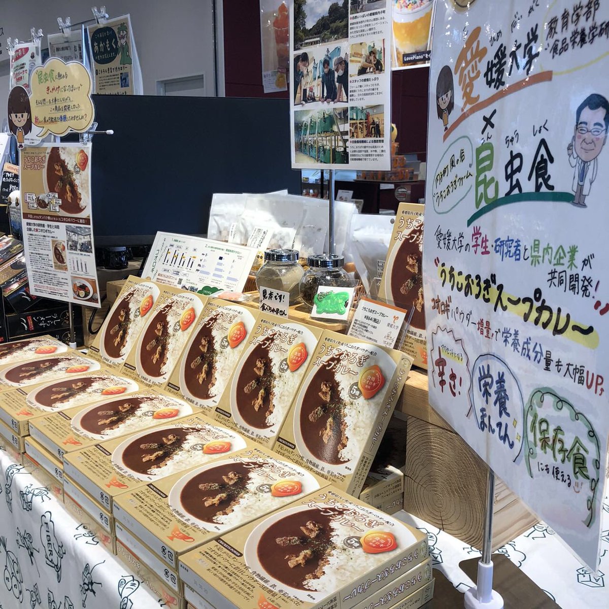uchikoorogi's tweet photo. イベント開催のお知らせ✨
来島海峡サービスエリアに、愛媛大学の学生・研究者との共同開発 #うちこおろぎスープカレー登場🎊
11月2日〜4日は、愛媛大学の皆さんに参加いただき、カレー試食もあります😋
#愛媛大学 #来島海峡サービスエリア https://t.co/1GIASXzqdH