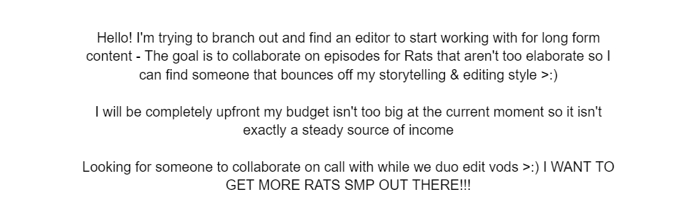 NEED AN EDITOR !!!

Video refs below VVV