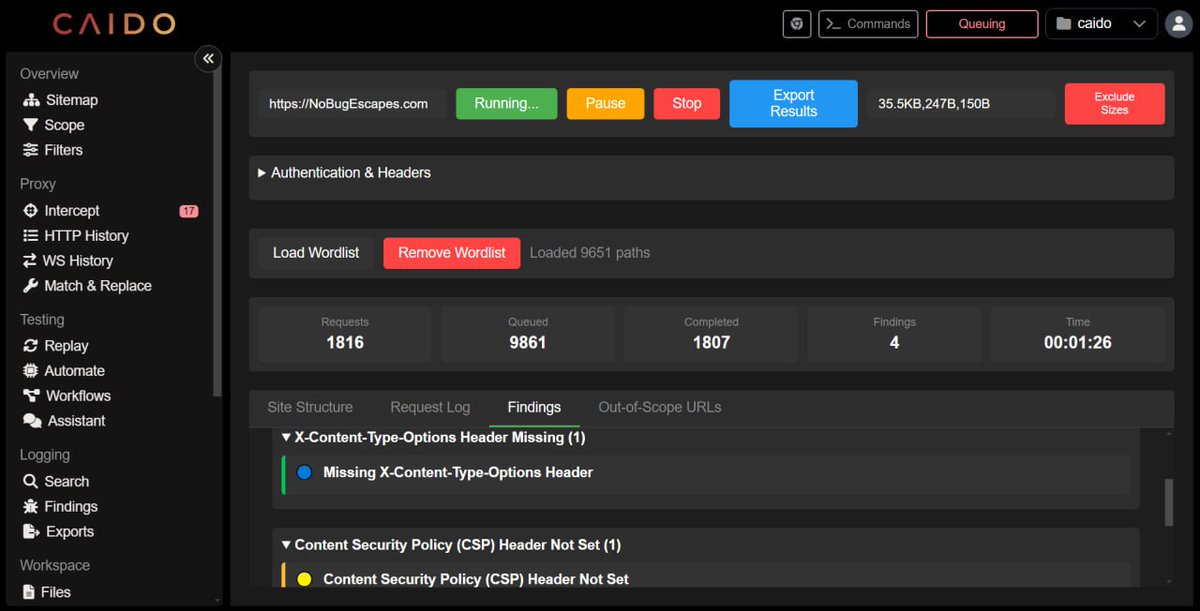 🫡 <a href="/CaidoIO/">Caido</a> Crawler🕷️ + Scanner in progress 

#BugBounty #bugbountytips #JavaScript
 links.caido.io/www-discord