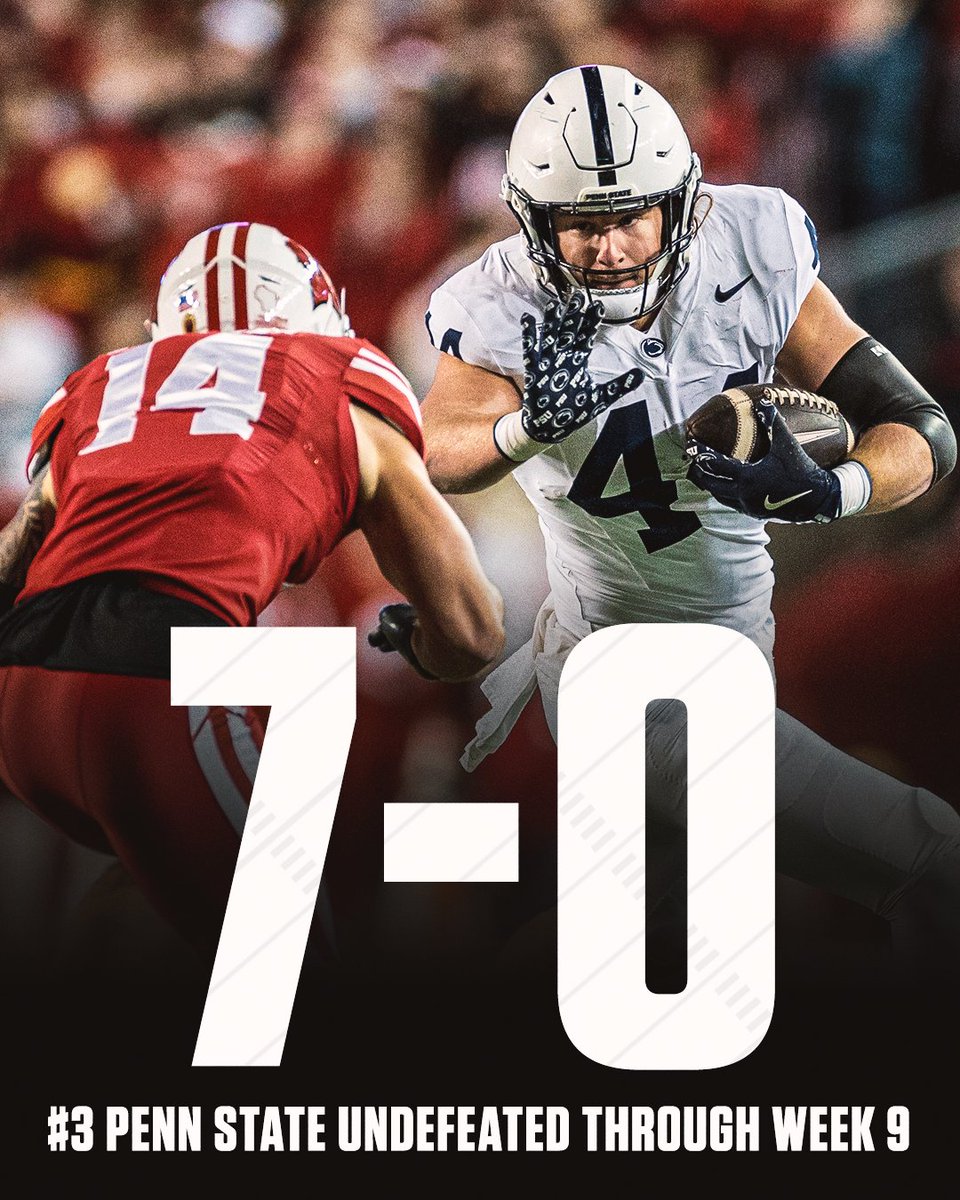 ESPNCFB's tweet photo. No. 3 Penn State stays undefeated with a road W over Wisconsin❗️ https://t.co/YGPrpP4dhg