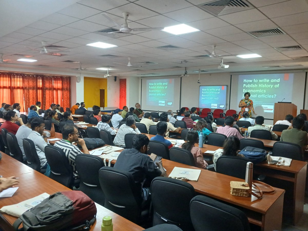 Alex M. Thomas (@alexmthomas) on Twitter photo Ongoing: <a href="/rgbetancourt/">Rebeca G Betancourt π³οΈβπ</a> on 'How to publish in History of Economics' as part of <a href="/het_ysi/">YSI History of Economic Thought Working Group</a> <a href="/ysi_commons/">Young Scholars Initiative</a> workshop prior to <a href="/_ISHET/">ISHET</a> 2024 conference.
A packed room at University of Hyderabad. Ongoing: <a href="/rgbetancourt/">Rebeca G Betancourt π³οΈβπ</a> on 'How to publish in History of Economics' as part of <a href="/het_ysi/">YSI History of Economic Thought Working Group</a> <a href="/ysi_commons/">Young Scholars Initiative</a> workshop prior to <a href="/_ISHET/">ISHET</a> 2024 conference.
A packed room at University of Hyderabad.