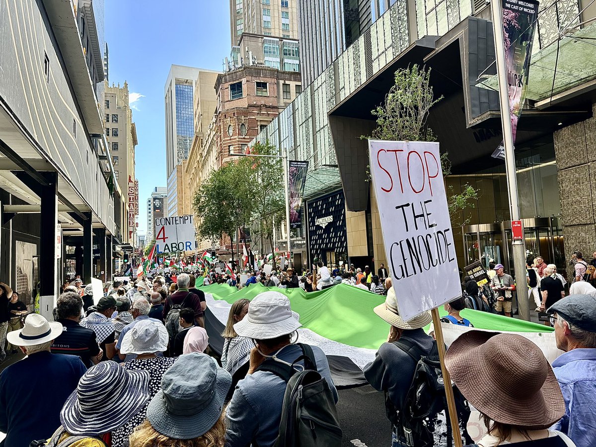 Week 55 of mass rallies on Gadigal land against genocide in Gaza