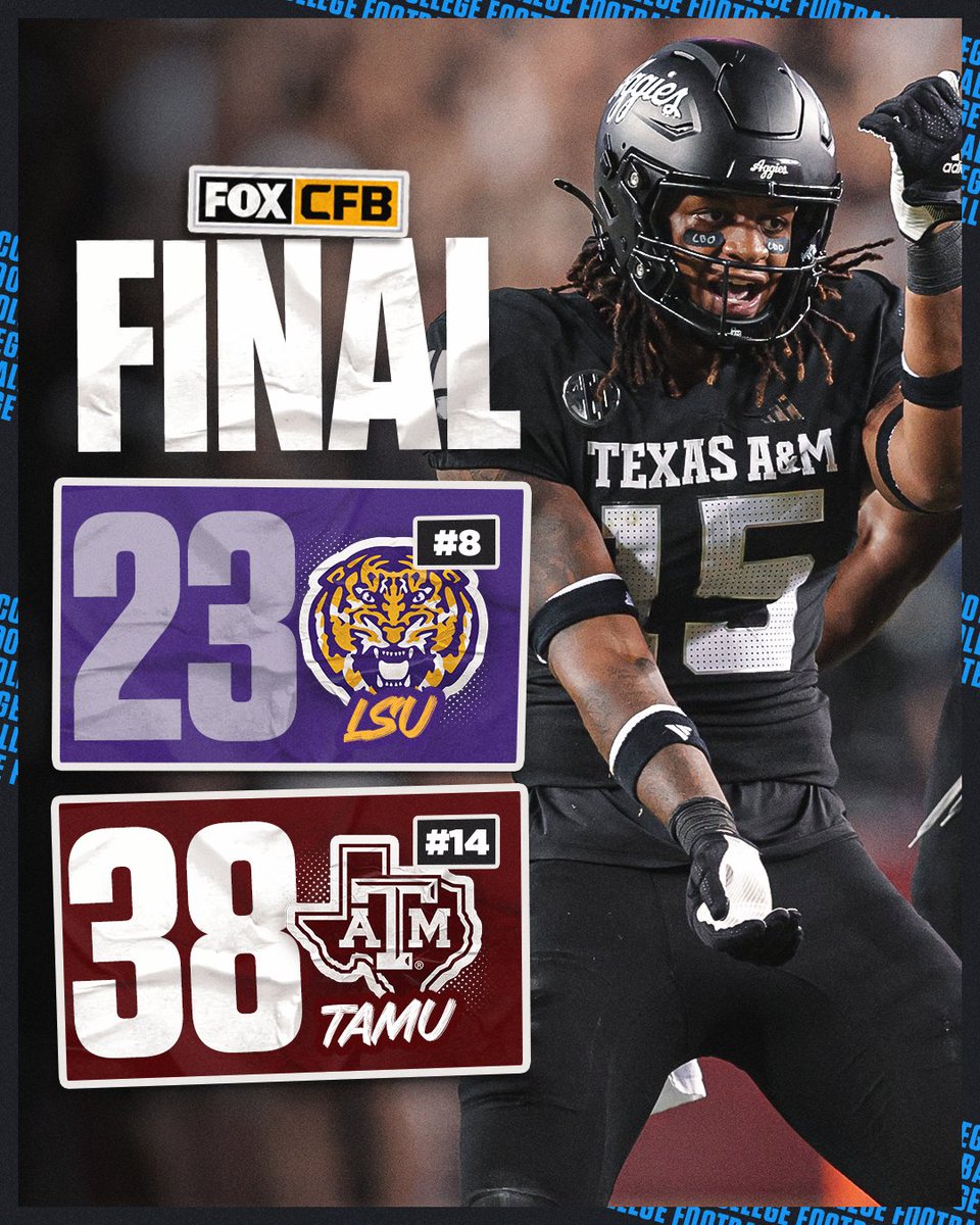 GIG EM

Texas A&amp;M takes down No. 8 LSU and improves to 7-1 🙌