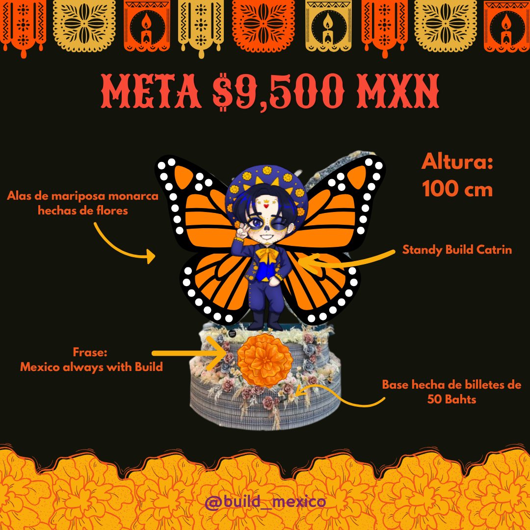 build_mexico's tweet photo. 🧡 MARIPOSA MONARCA PARA BUILD 🧡

En esta temporada tan especial, México se llena de color y alegría. Invitamos a Beyourluve a ayudarnos a compartir un cachito de nuestras tradiciones con nuestro querido Build, mediante este regalo especial en apoyo a su próximo evento con ADDA Thailand este 23 de noviembre.

Meta: $9,500 mxn
Fecha limite: 10 de noviembre

Manda DM para participar.

#BuildJakapan #Beyourluve
@JakeB4rever 

Build Catrín by: IG @ the_hell_of_luvy