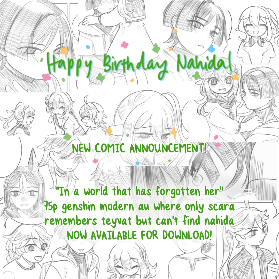 percyscart's tweet photo. ✨️ Comic Announcement
"In a world that has forgotten her" NOW AVAILABLE!
Excited to share this full comic on Nahida's birthday with an early bird s4le for her bday!! 💕
RTs appreciated 
More details below! 🧵 https://t.co/9QJnIsqj2t