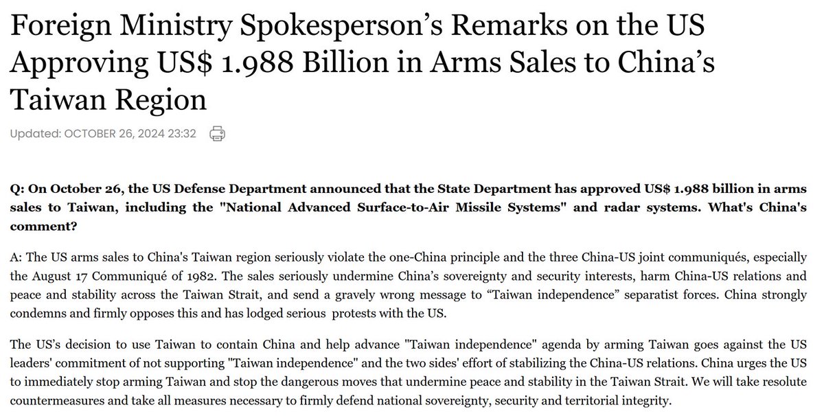 ChinaDaily's tweet photo. #FMsays China urges the United States to immediately stop arming #Taiwan and stop its dangerous moves that undermine peace and stability in the Taiwan Strait, a Chinese Foreign Ministry spokesperson said on Saturday. https://t.co/DYor77oq8a https://t.co/IgOVCcTLbJ