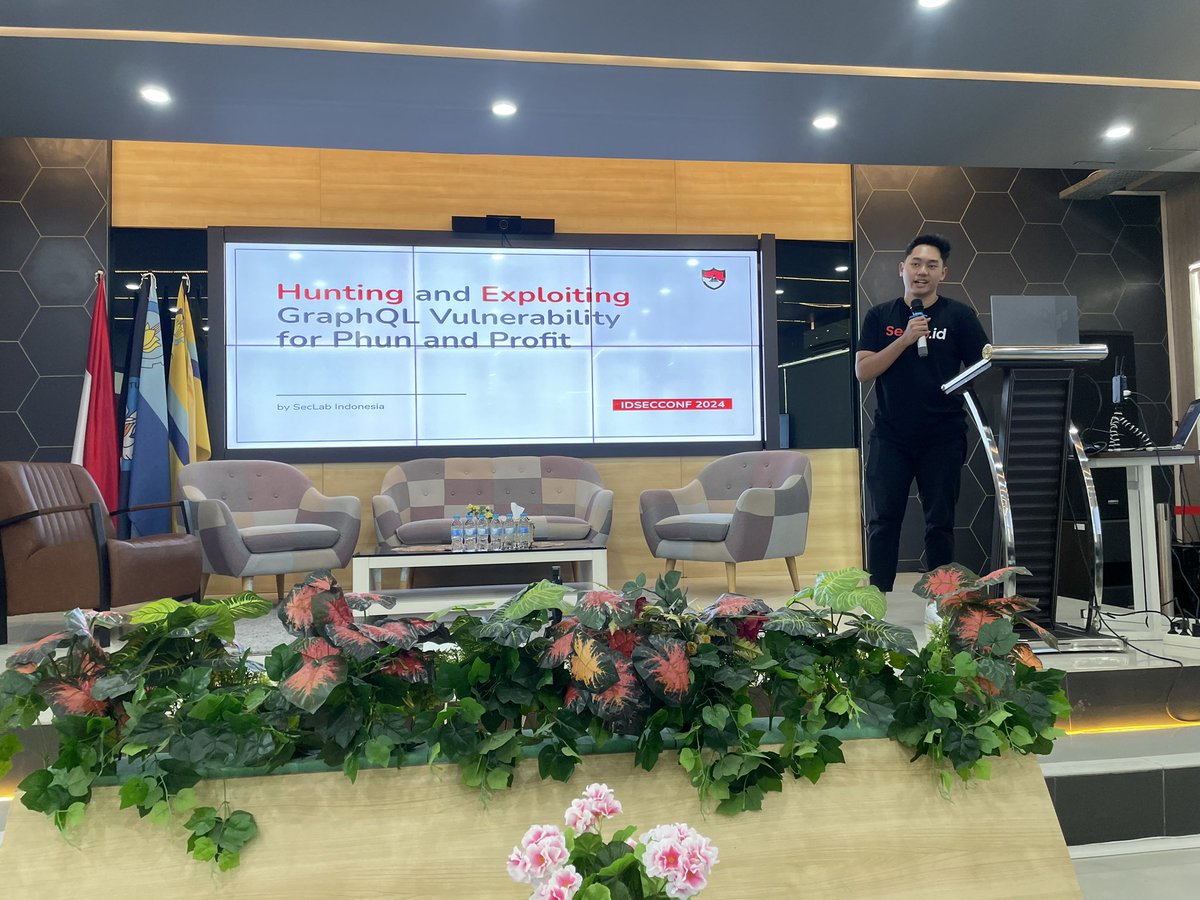 IDSECCONF (@idsecconf) on Twitter photo #IDSECCONF2024 Day2 "Hunting and Exploiting GraphQL Vulnerability for Phun and Profit" - Rifqi Hilmy Zhafrant <a href="/SeclabId/">Seclab Indonesia</a> #IDSECCONF2024 Day2 "Hunting and Exploiting GraphQL Vulnerability for Phun and Profit" - Rifqi Hilmy Zhafrant <a href="/SeclabId/">Seclab Indonesia</a>