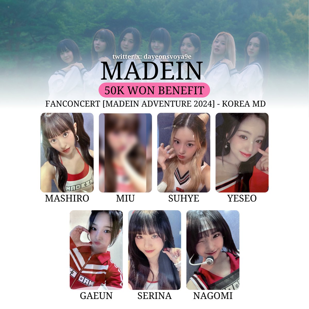 MADEIN ADVENTURE 2024] 50K WON BENEFIT BALL CAP PHOTOCARD ACRYLIC