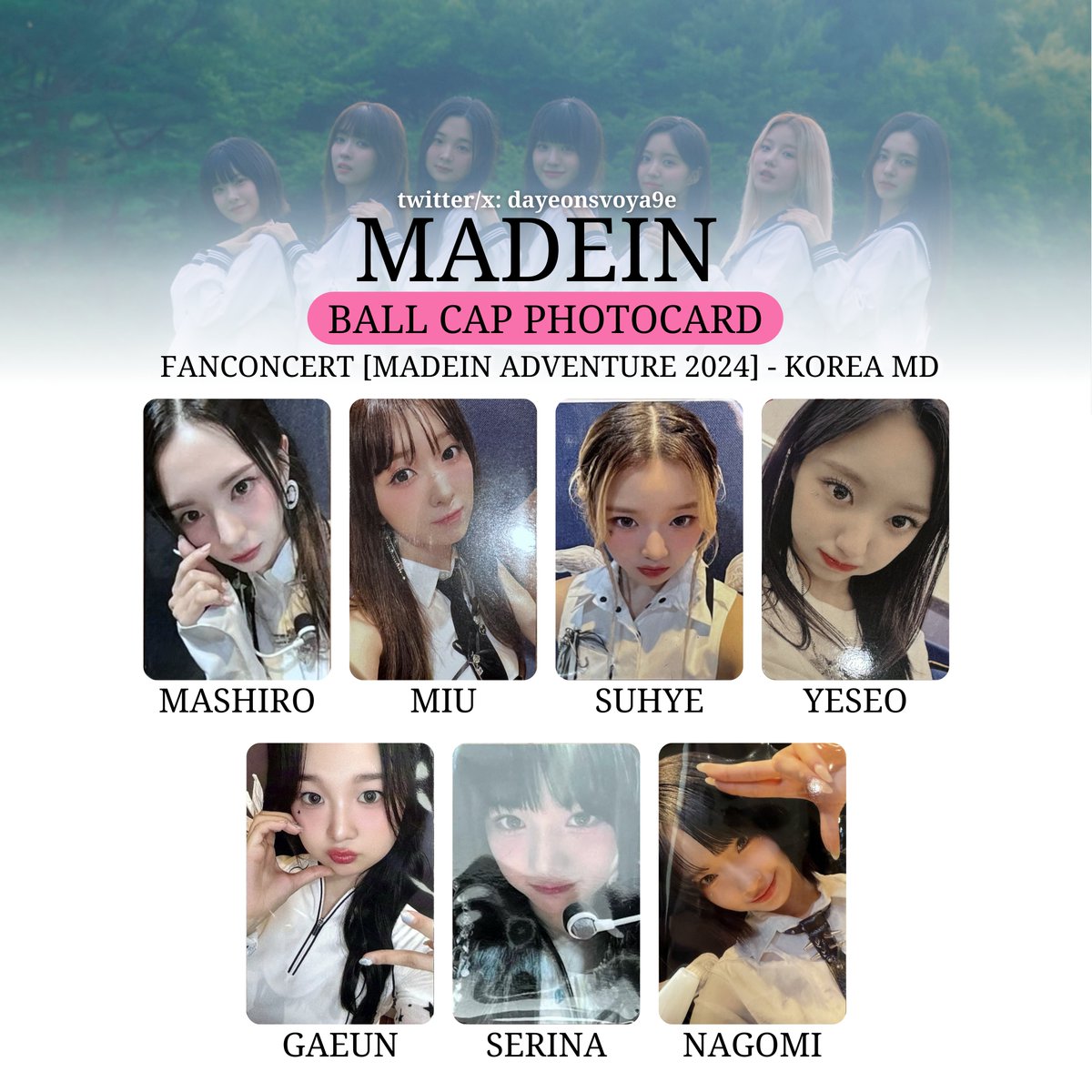 MADEIN ADVENTURE 2024] 50K WON BENEFIT BALL CAP PHOTOCARD ACRYLIC
