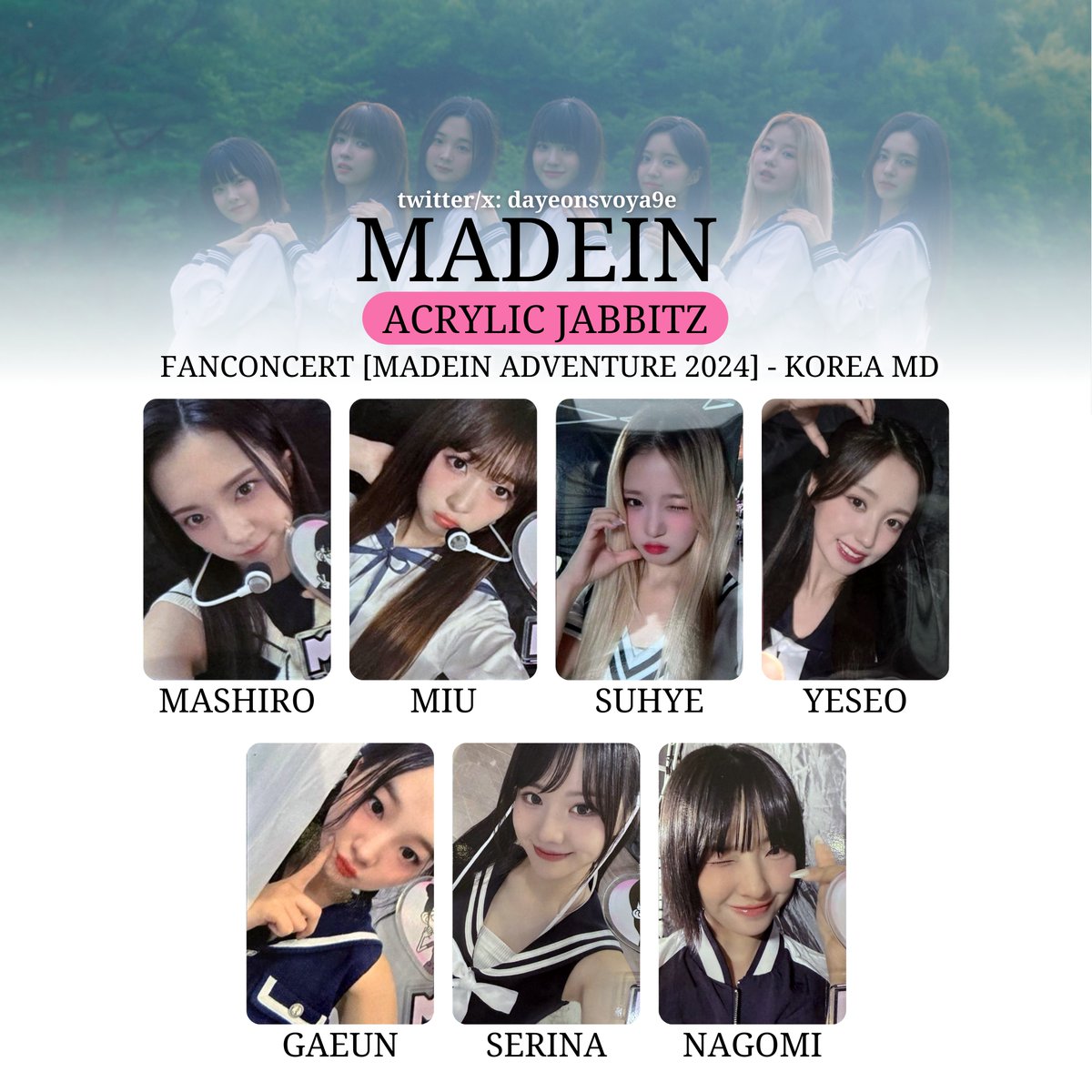 MADEIN ADVENTURE 2024] 50K WON BENEFIT BALL CAP PHOTOCARD ACRYLIC