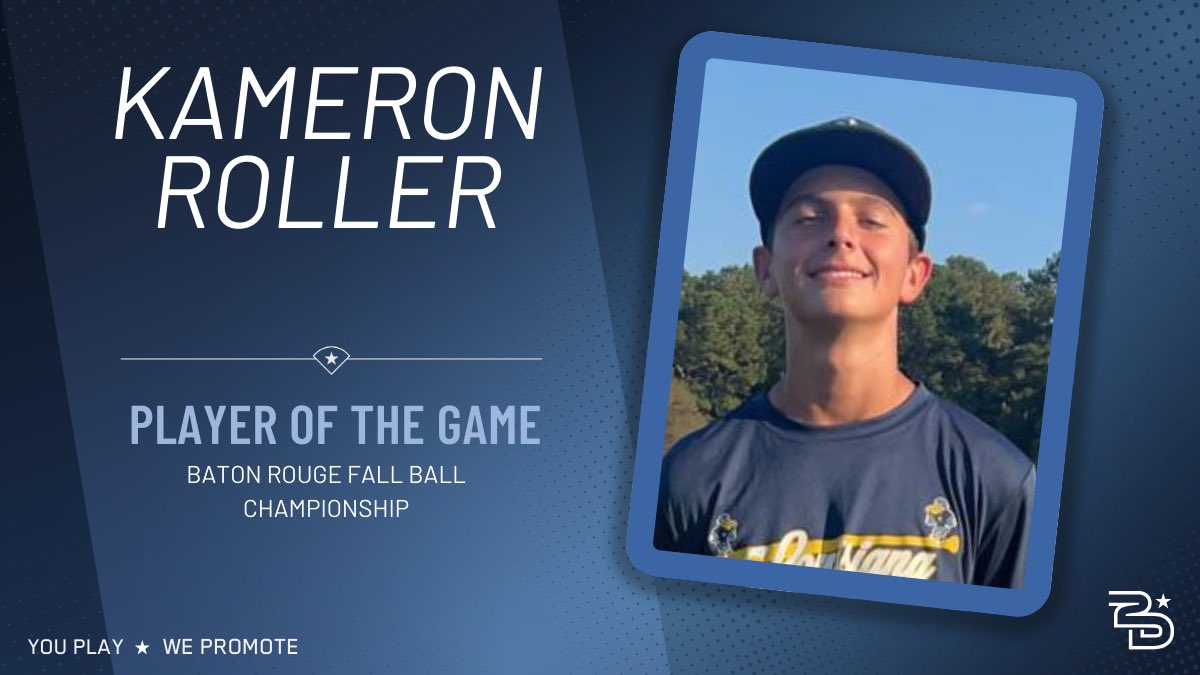 ⭐️Player of the Game⭐️

Team Louisiana Navy (<a href="/team_louisiana/">Team Louisiana Baseball</a>) 
Kameron Roller
3-4, 2RBI, 3IP, 0R, 3SO 

#uncommitted #2DHitting